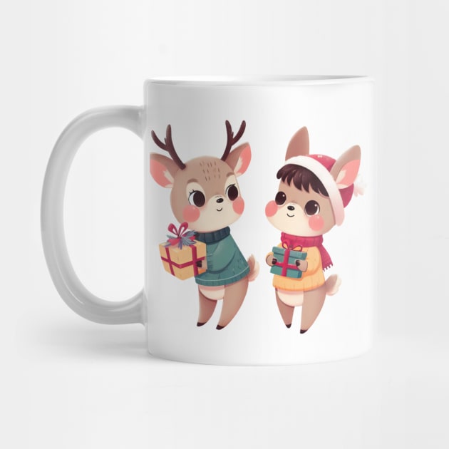 Christmas Deer Couple by Takeda_Art